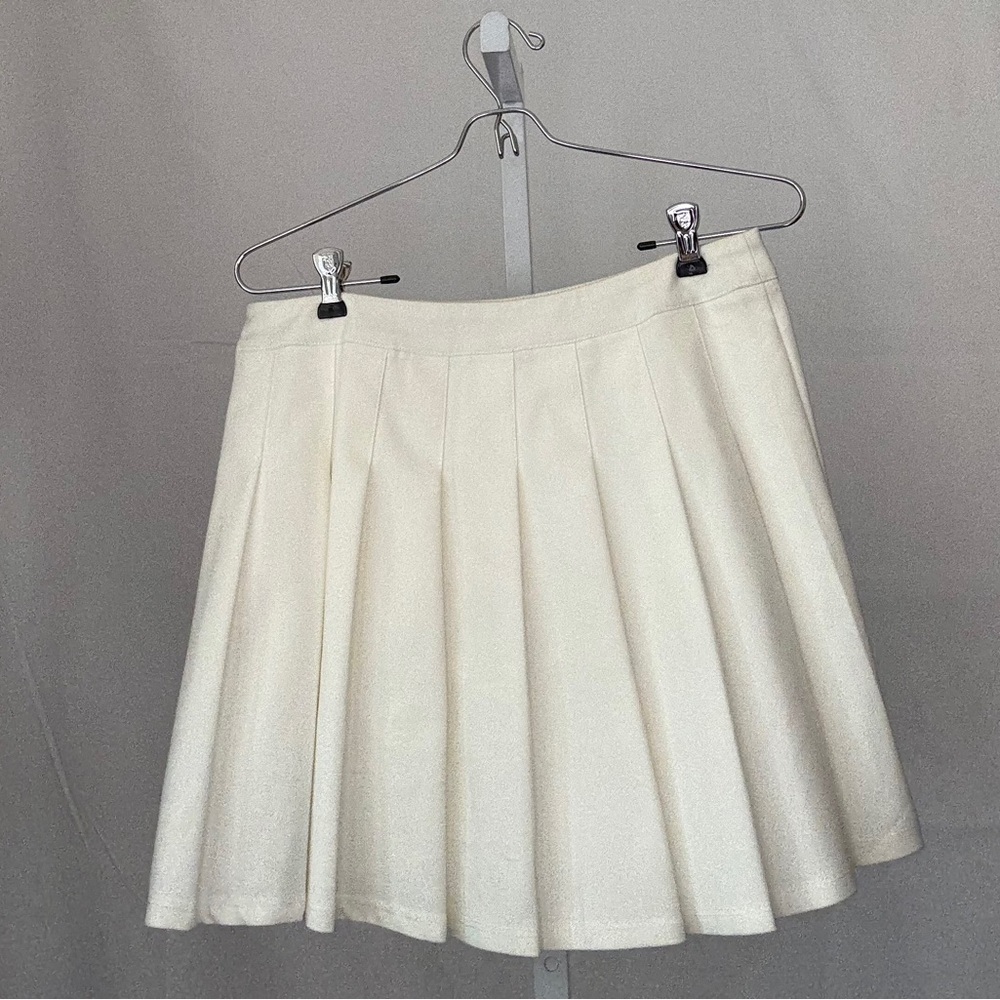 MABLE White Pleated Mini Skirt